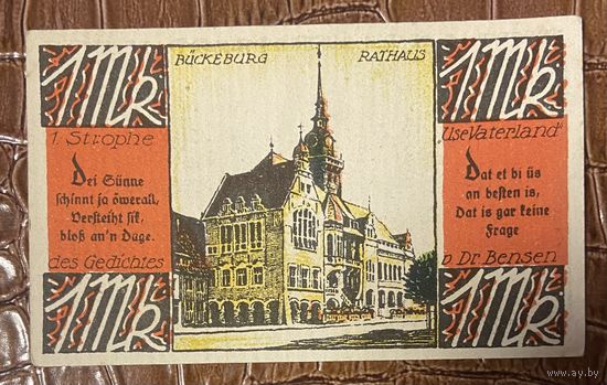 Нотгельд , 1 марка, Бюккебург  1921 год. Веймарская республика