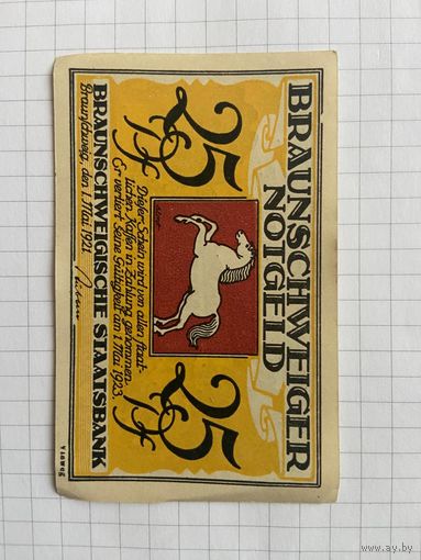 25 пфеннингов (нотгельды) 1921 г. Германия.