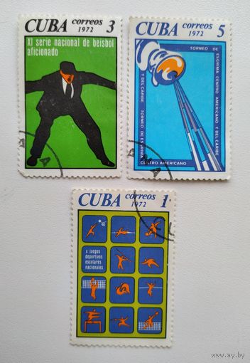 Куба 1972 Спорт. Спортивные события года. 3 марки.