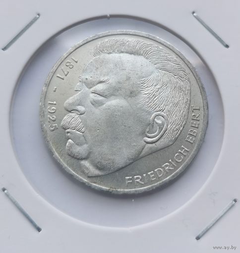 5 марок 1975 г. 50 лет со дня смерти Фридриха Эберта. ФРГ. С рубля. Серебро