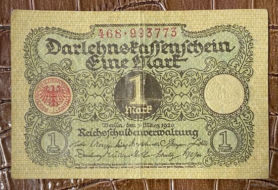 Банкнота 1 марка 1920 год. Веймарская республика.