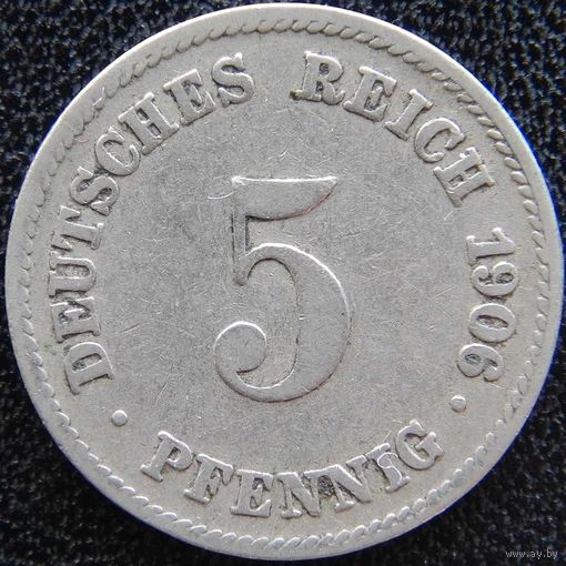 YS: Германия, Рейх, 5 пфеннигов 1906J, KM# 11 (1)