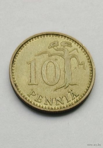 10 пенни 1965 года Финляндия, отличная, в родной патине, не частая!