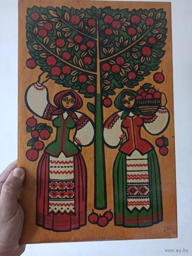 Панно картина по дереву СССР Сад 40*26см