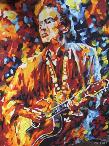 Картина . Холст . Масло . Гитарист .  40*50