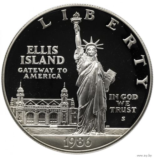Серебряный доллар 1986-S остров Эллис памятная статуя Свободы