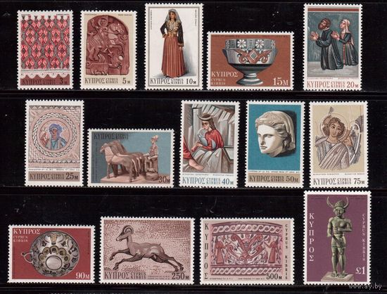 Кипр-1971, (Мих.345-348)  ** ,  Стандарт, Искусство, Религия, Живопись,Мозаика , Скульптура