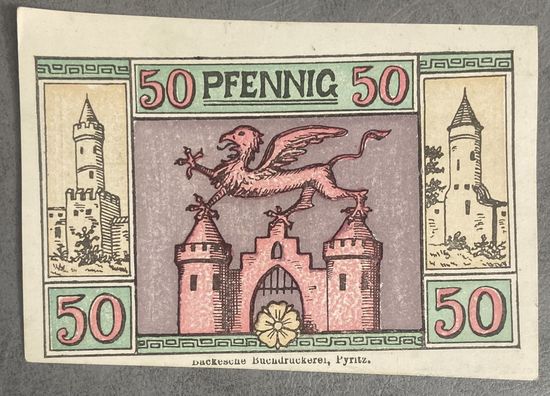 Нодгельд 50 пфеннигов 1921 год. Пириц. Веймарская республика