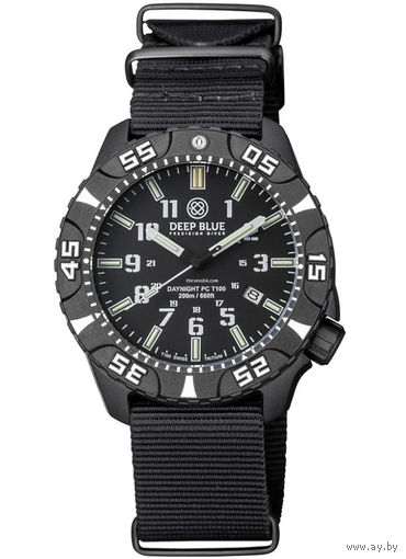 Часы тактические DEEP BLUE DAYNIGHT DIVER PC TRITIUM, карбон, тритий T100, новые, механика, водостойкость 200 метров.