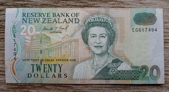 Werty71 Новая Зеландия 20 долларов 1994 Кареарея (новозеландский сокол) Гора Тапуаэнук Зеленая гора банкнота надрыв у защитной ленты