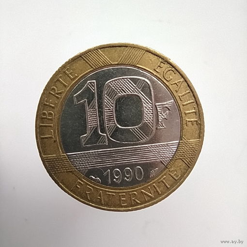 Франция 10 франков 1990 год лот 40 биметалл