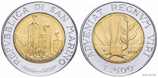 Сан-Марино 500 лир 1993 UNC