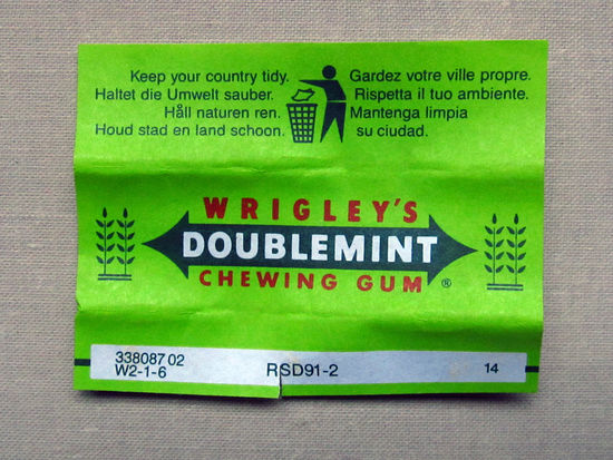 G3-299 Обертка фантик от жевачки жевательной резинки Wrigleys Doublemint 1980-1990-е