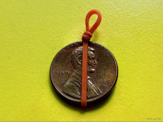 США. 1 цент 1985, б/б (Lincoln Cent). Брак, смещение + небольшой разворот (поворот). Торг.