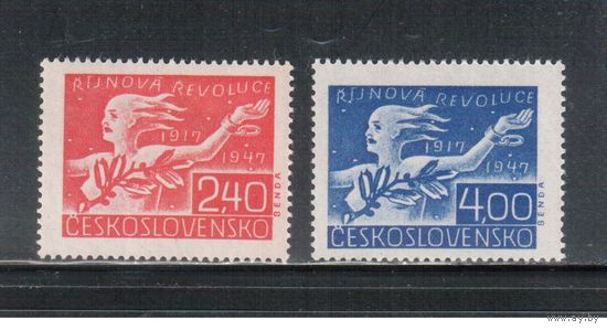 Чехословакия-1947,(Мих.528)  **   , 30-лет Октябрьской революции в России(полная серия)(1)