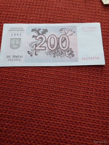 Банкнота 200 талонов 1993 г. Литва