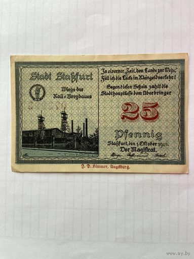 25 пфенигов (нотгельды) Германия г.Штасфурт -1402