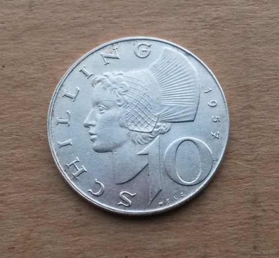 Австрия, 10 шиллингов 1957 г., серебро 0.640