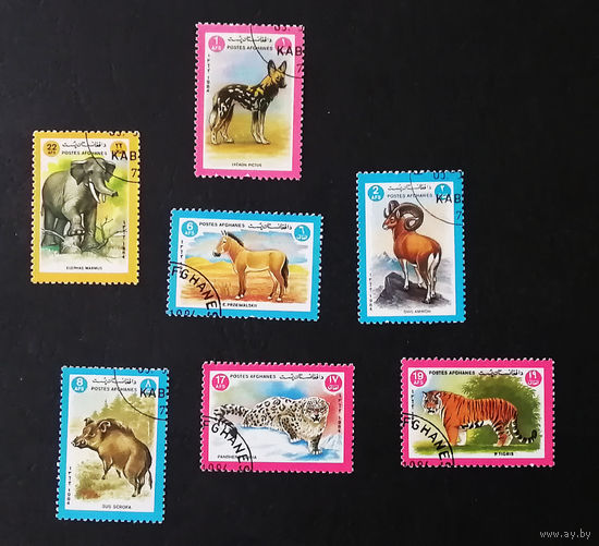 Афганистан 1984 г. Фауна. Животные, полная серия из 7 марок #0217-Ф1P42