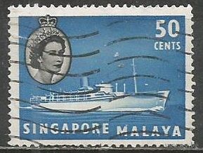 Сингапур. Королева Елизавета II. Нефтяной танкер. 1955г. Mi#38.