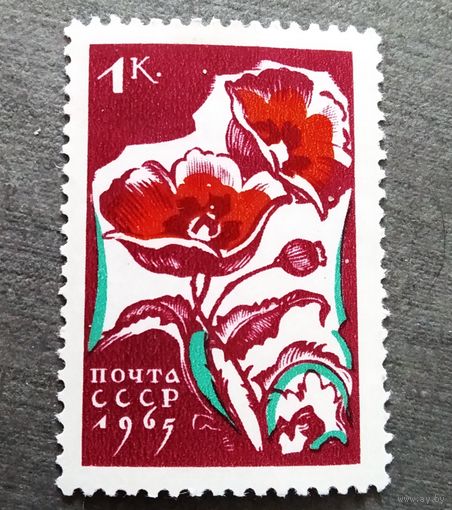 Марка СССР 1965 год Цветы
