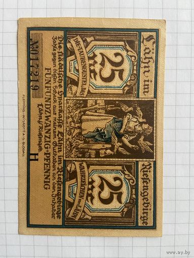 25 пфеннингов (нотгельды) 1921 г. Германия.