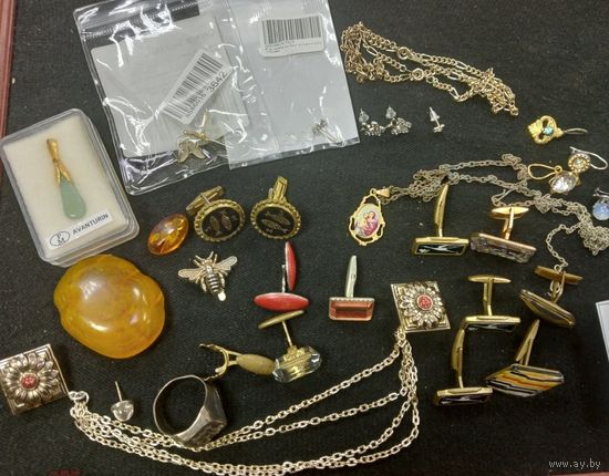 Набор Бижутерии, запонки, серьги, цепочки. С рубля!