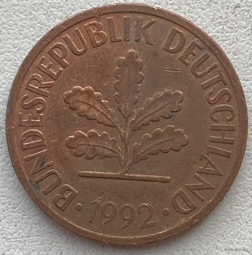 Германия 2 пфеннига 1992 г. F