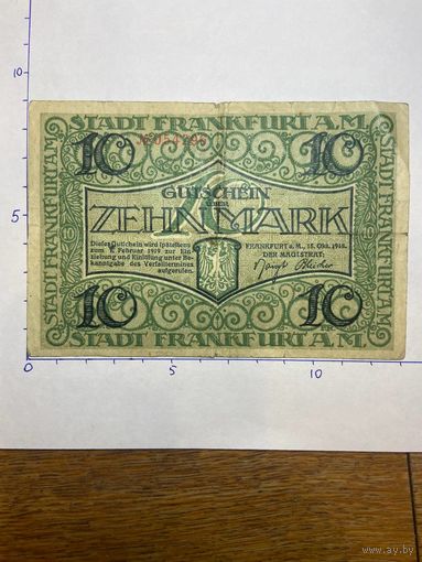 Германия нотгельд 10 марок 1923 г.- Франкфурт на Майне - 2001