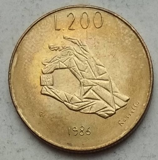 Сан-Марино 200 лир 1986 г. Эволюция технологий. В холдере