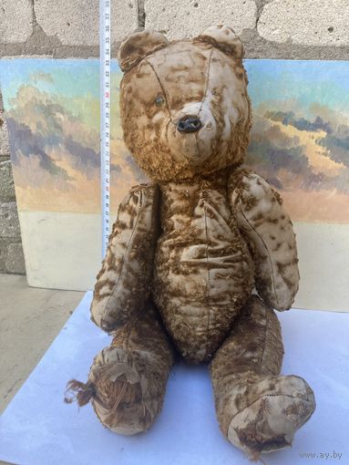 Мишка плюшевый . СССР  РЕТРО !!!опилки , лапы двигаются!( повидавший  !! под восстановления )