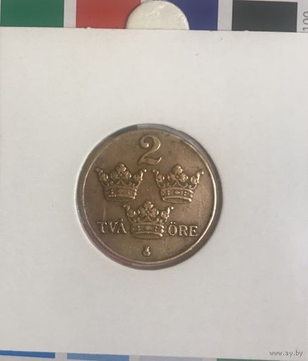 Швеция 2 эре 1936 в холдере