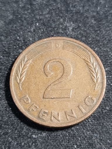 Германия 2 пфеннига 1977 D