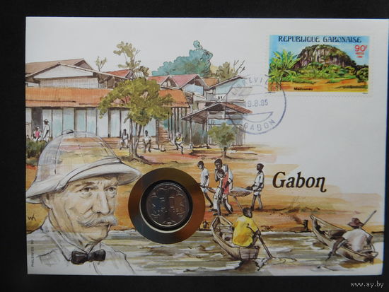 Габон Центральная Африка 50 Франков 1984 г конверт первого дня КПД