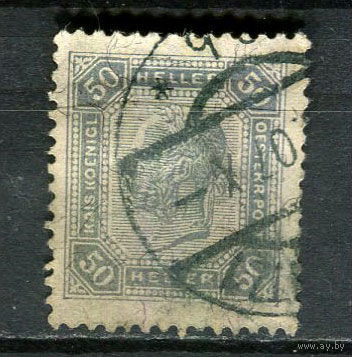 Австро-Венгрия - 1905 - Император Франц Иосиф - 50H - (есть тонкое место) - [Mi.130] - 1 марка. Гашеная.  (Лот 12Ft)-T25P30