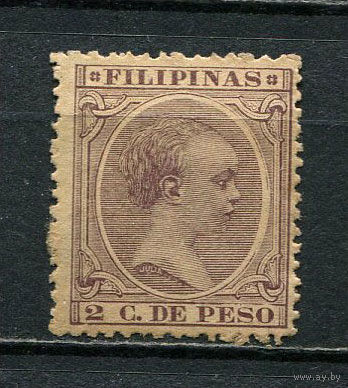 Испанские колонии - Филиппины - 1892 - Король Альфонсо XIII 2Cs de Peso. Газетная марка - [Mi.144] - 1 марка. Чистая без клея.  (Лот 17JT)-T25P3