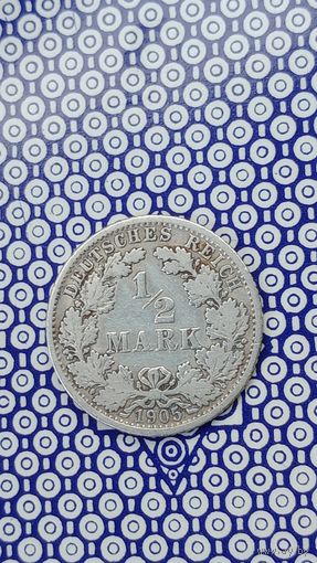 Германия 1/2 марки 1905 F