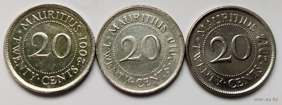 Маврикий 20 центов 2001,2010,2012