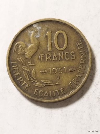Франция 10 франков 1951