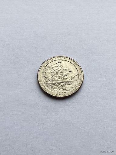 25 центов 2017 г., Национальный исторический парк им. Дж.Р.Кларка, штат Индиана, США