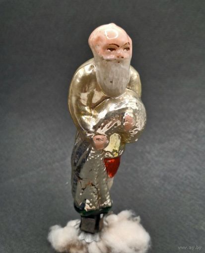 Елочная игрушка амальгама Старик Дед. Сказка о золотой рыбке А.С. Пушкин 1950-е гг.