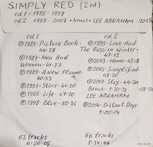 CD MP3 дискография SIMPLY RED 2 CD