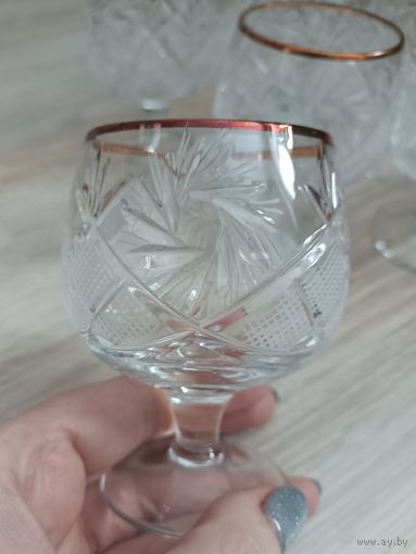 Фужеры, бокалы, хрусталь. Рисунок мельница. Номиналом 200гр.6 штук