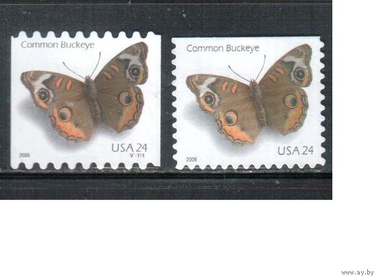 США-2006 (Мих.4051 ВС+BD) , * (без клея), Стандарт, Фауна, Бабочки  (одиночка), зубцовки