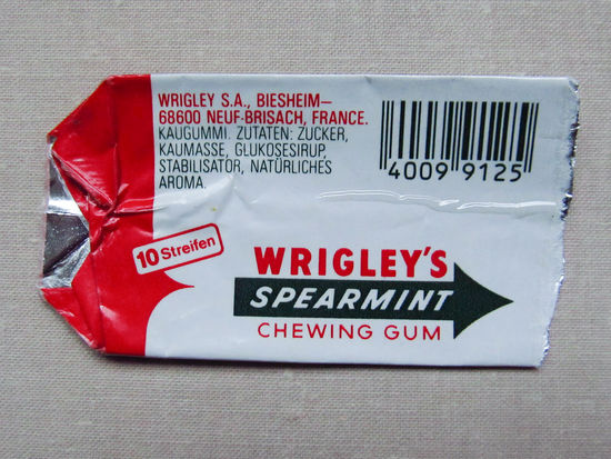 G3-306 Обертка фантик от жевачки жевательной резинки Пачка Wrigleys Spearmint 1980-1990-е