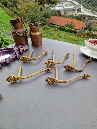 Антикварные подхваты (кронштейны) для штор. Бронза с позолотой. Франция.