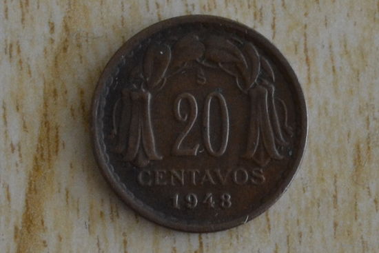 Чили 20 сентаво 1948