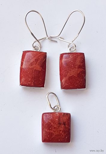 Серьги и кулон. Серебро. Камень. 70-е годы, Европа.
