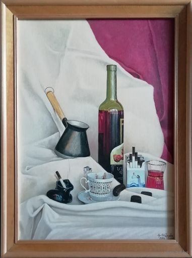 Картина Оганян Степан "натюрморт с вином", х.м. 70х50см.
