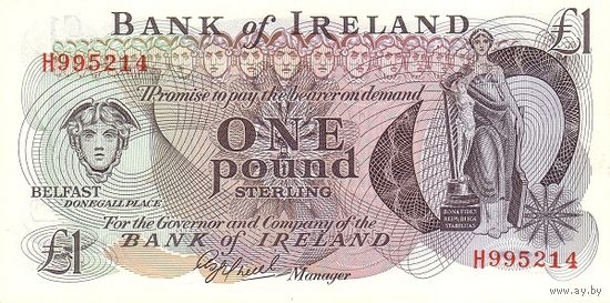 Северная Ирландия 1 фунт образца 1980 года UNC p65 серия Н